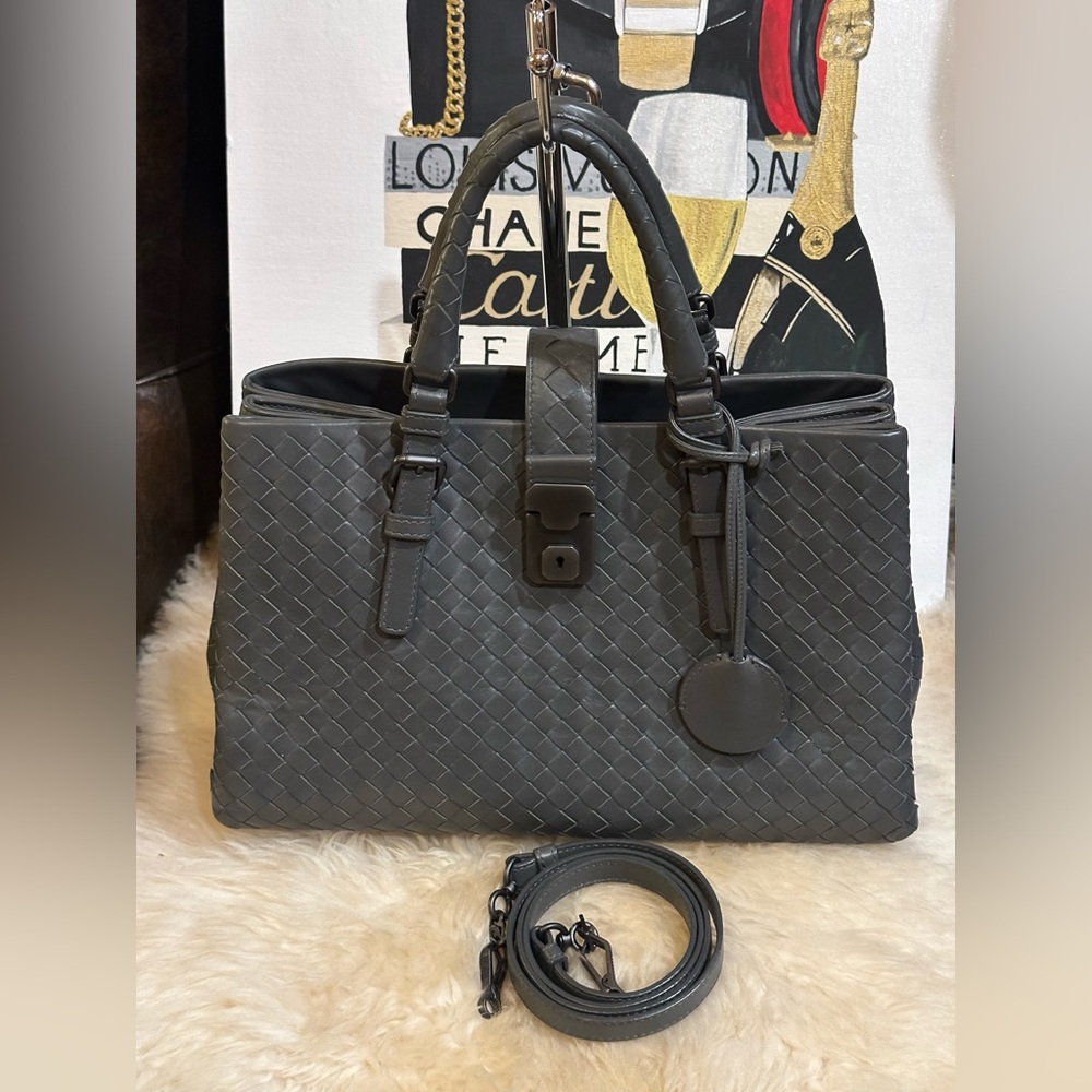 🔥 BOTTEGA VENETA ROMA HANDBAG 2 WAY INTERECCIATO NAPPA LEATHER w/ Dust Bag
